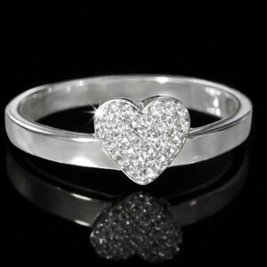 Moissanite Heart Ring 0.5ct D Color Silver Tone Size 7 GRA Certified RI2087